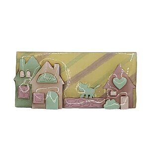 Lucinda House Pin Cat Kitty Kitten Hearts Pastel Yellow Green Pink Purple